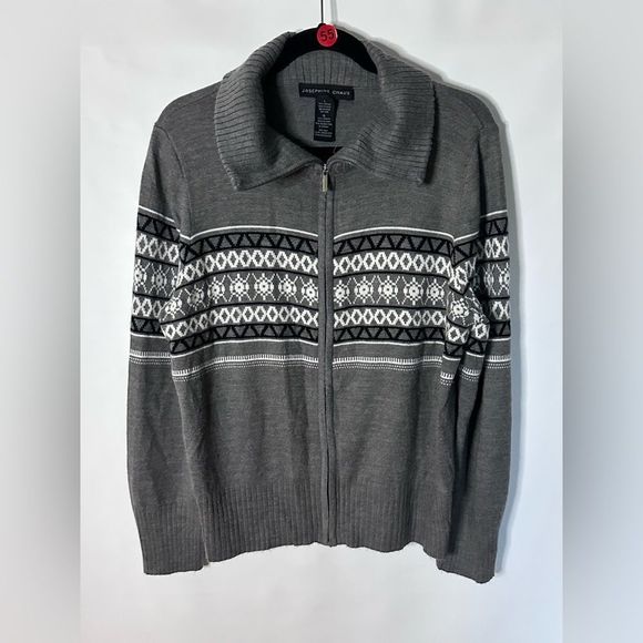 Cardigan Zipper Size L Gray White - Picture 2 of 6